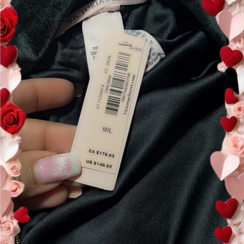 Victoria's Secret Black Satin Luxury with Embroidery and Embellishment Robe